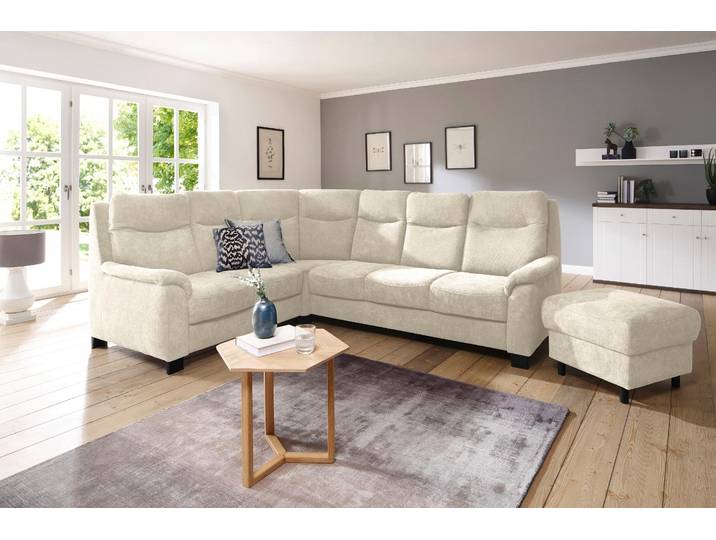Ecksofa, Luxus-Microfaser, Beige, 265×215 cm, Federkern, Vintage, Home Affaire