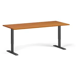 Höhenverstellbarer Schreibtisch, 1 Motor, 74-123 cm, Tischplatte 180x80 cm, schwarzes Metallgestell, Kirschbaum