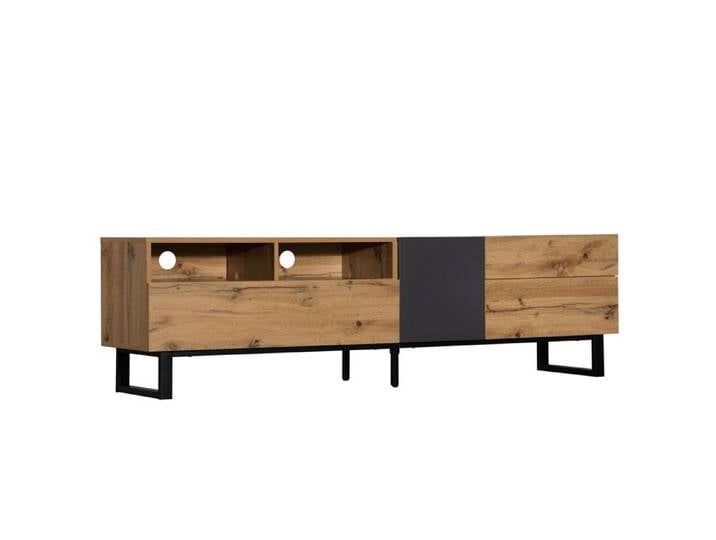 Feuille épaissie Deuxième génération d'ambiance chaleureuse moderne couleur épeautre bois armoire TV 180cm
