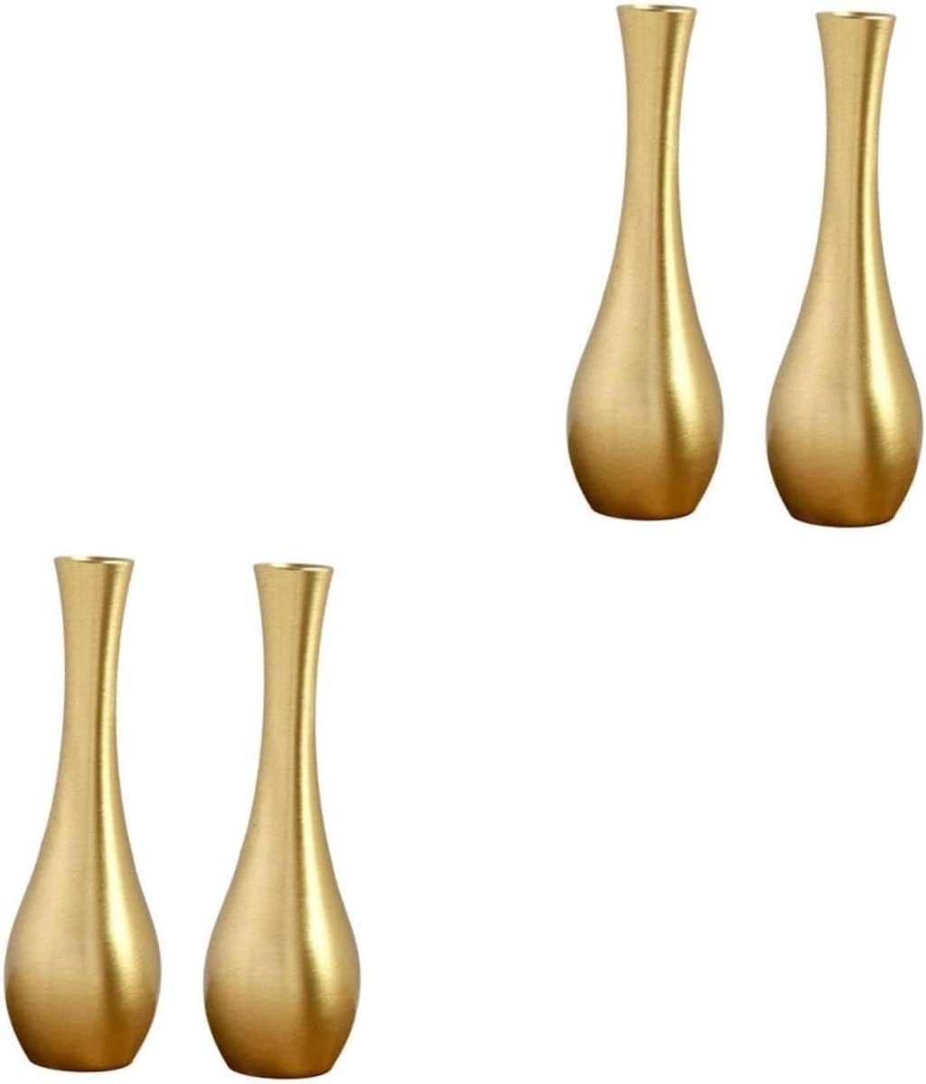Set van 4 koperkleurige mini vaasjes, Hoogte: 6 cm
