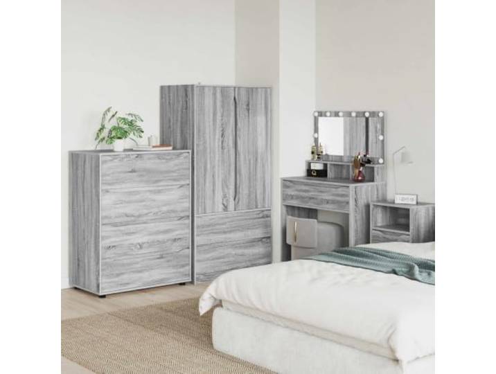 HPUYRFG Stauraumschrank 80x48x105 cm aus Holzwerkstoff in Sonoma-Grau Schlanke Form, Kugellager-Schubladen, höhenverstellbar, stabile Kunststofffüße, pflegeleichte Oberfläche