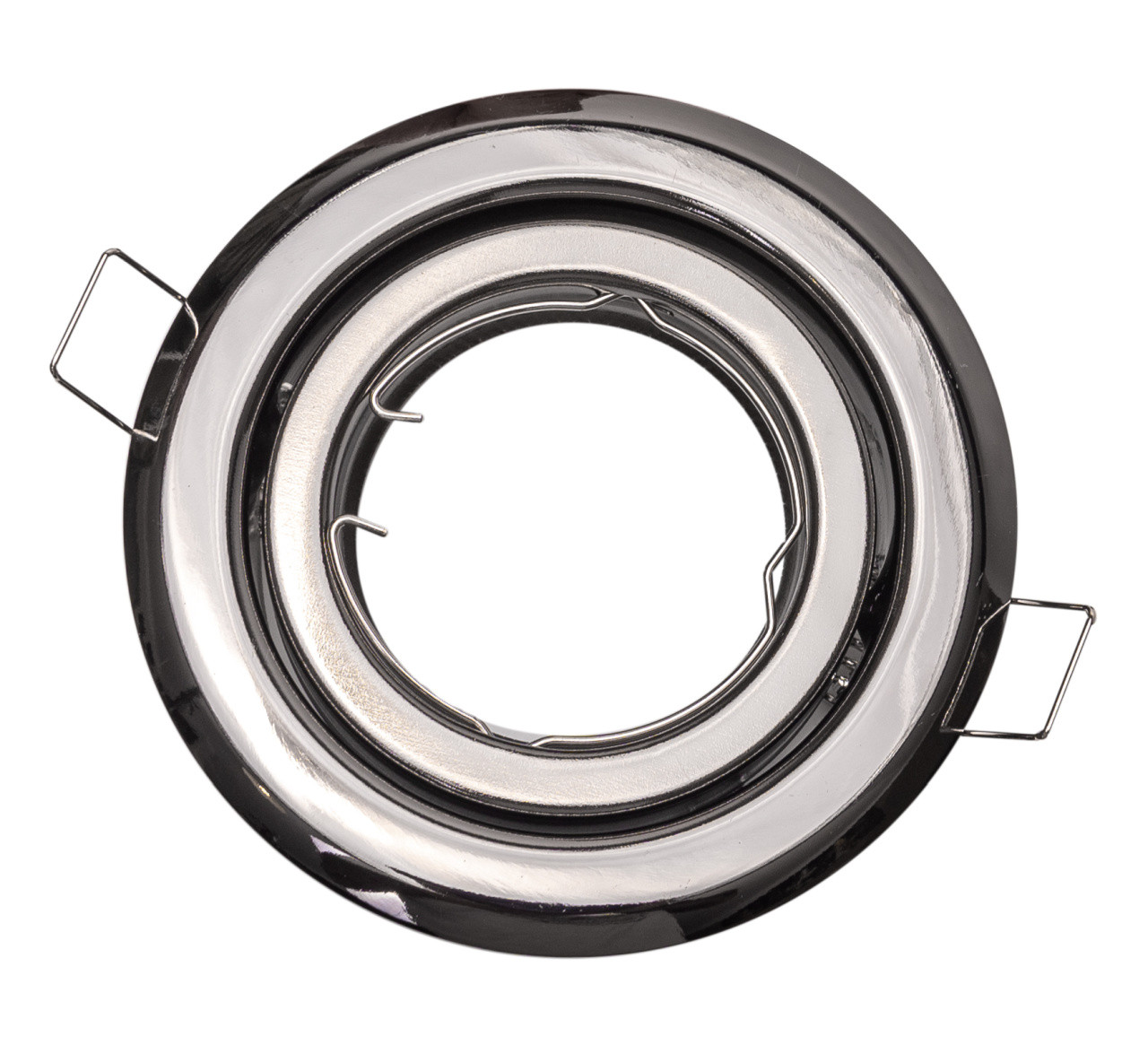 V-TAC LED inbouwframe model 10420, rond, scharnierend, grafietkleur met chroomafwerking
