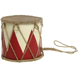 Chic Antique Handgemachte Vintage Trommel mit Leder, H12/Ø 15 cm, Rot
