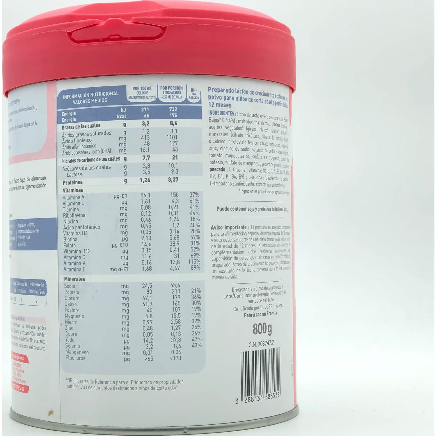 BabyBio Leche Caprea 3 Bio 3 X800 g