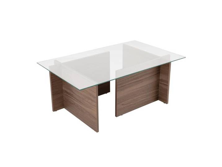 CALICOSY - Table basse avec plateau en verre L105 cm - NOAH - Noyer
