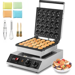 VEVOR Mini-Pfannkuchenmaker kommerzielle Dutch Mini Pfannkuchen Maschine, 25 Stk., 43 mm Durchmesser, Dorayaki-Backmaschine, 1700 W, Temperatur- und Zeitregelung, in Küchen, Cafés und Restaurants