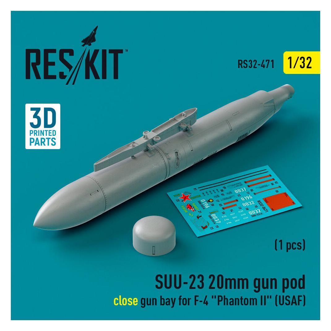 ResKit SUU-23 20mm gun pod (close gun bay) for F-4 Phantom II (USAF) (1 pcs) (3D Printed) (RS32-0471)