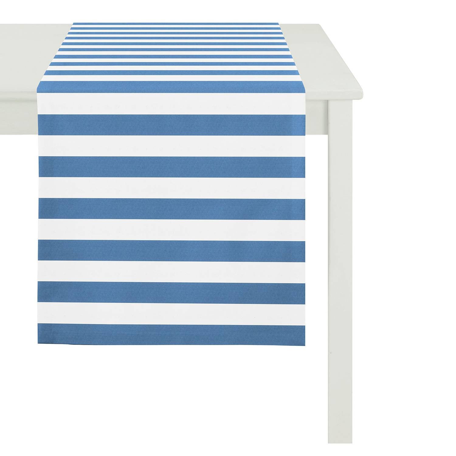 home24 Tafelloper Delfi Blauw Gestreept B: 48 cm, L: 135 cm