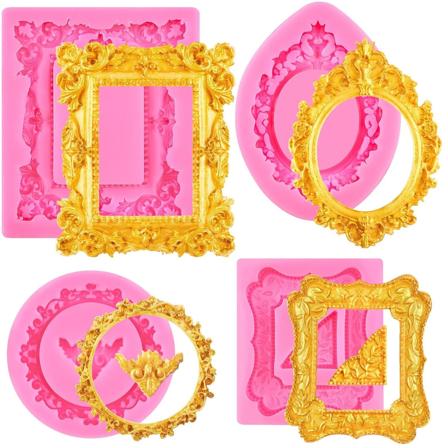 Set van 4 vintage fotolijstjes voor decoratie
