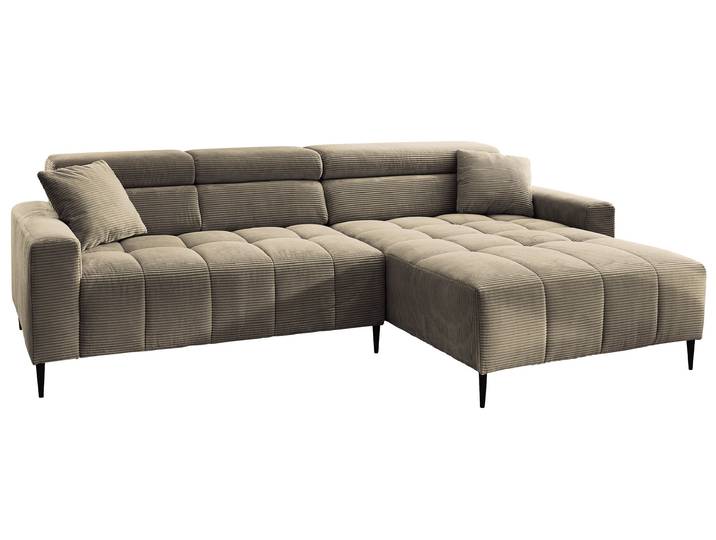 Ecksofa Cord grün elektrisch ausfahrbar 256 cm - OT rechts - SIMPLE