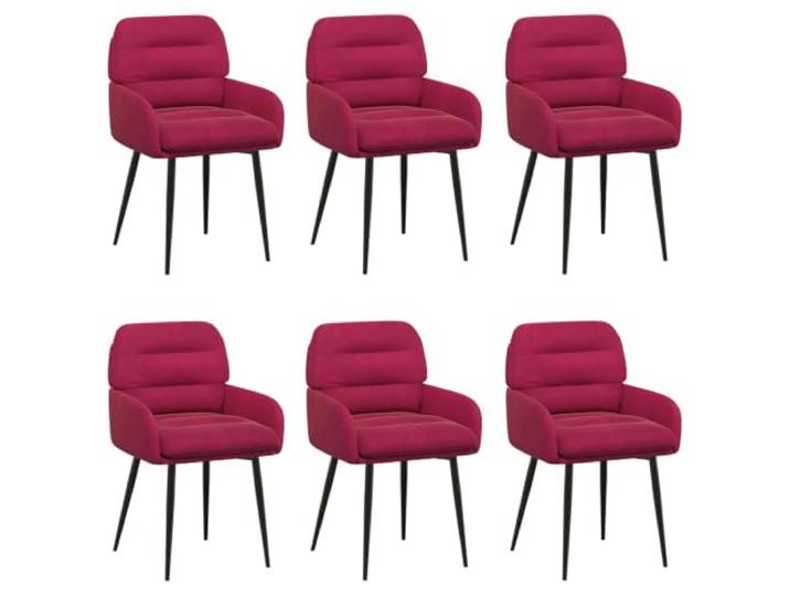 KUTYWEXFM 6er Set Esszimmerstühle Samt Weinrot Metall 59x59,5x90 cm Moderne Polsterstühle mit bequemen Armlehnen, weichem Samtbezug und stabilem Metallgestell für Ihr Esszimmer oder Küche.