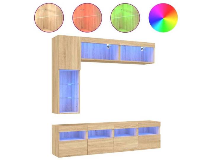 Ensemble de meubles TV muraux 7pcs - et lumières LED chêne sonoma LL255845