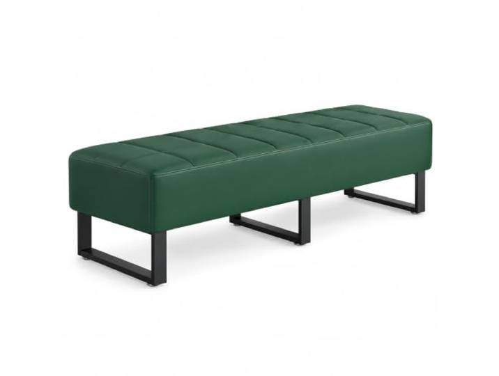JSWHYBD Wartezimmerbank aus Kunstleder, Empfangsbank mit Stahlrahmen Gepolsterte Sitzbank ohne Rückenlehne für Büro, Empfang, Lobby, Hotel, Salon & Wartebereich(Green,100cm/39.4in)