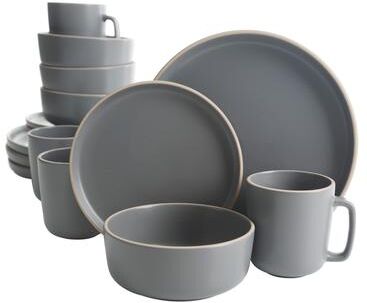 Gibson Home Zuma 16 Piece Stoneware Plates, Bowls, & Mugs Dinnerware Set