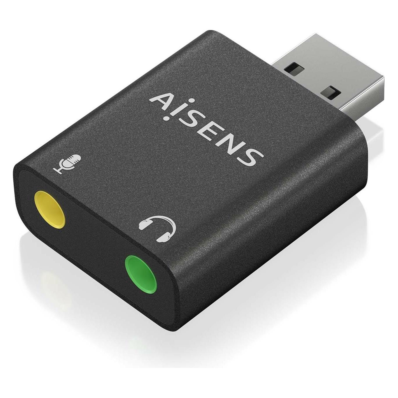 Aisens CONVERSOR USB-A A AUDIO 48KHZ USB-A/M-2XJACK 3.5/H NEGRO (USB) (A106-0768)