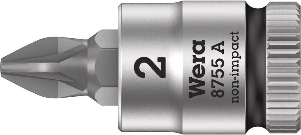 Wera Pozidriv-bit voor ratels, type PZ2, 1/4 inch, staal, 12 mm