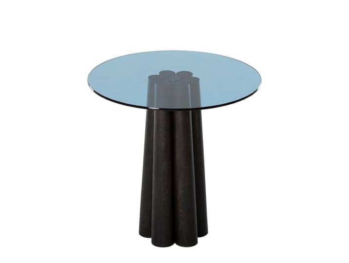 Hanah Home Moderner Couchtisch, 50 x 50 x 50 cm, Schwarz & Blau, 100% Sicherheitsglas & Buchenholzgestell Stilvolles und funktionales Design für jeden Raum