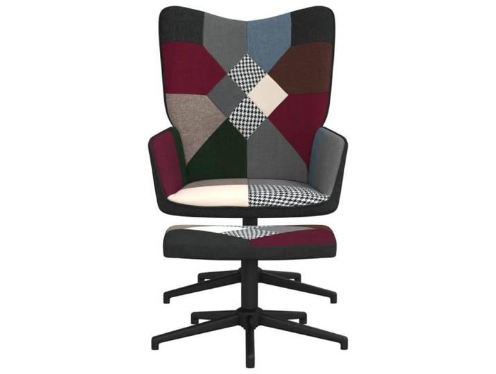 JILL*NEW Chaise de relaxation-Fauteuil - design chic - avec repose-pied Patchwork Tissu FR5463