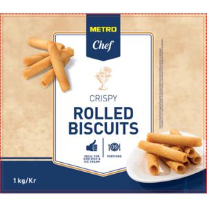 METRO-Chef Waffeln Crispy Rolled Biscuites, Waffelgebäck, pur, 1000 g, 20 Stück
