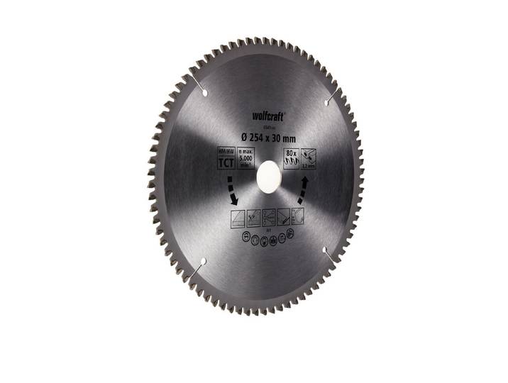 Wolfcraft Kapp- und Gehrungssägeblatt HM 80 Zähne ⌀ 25 cm