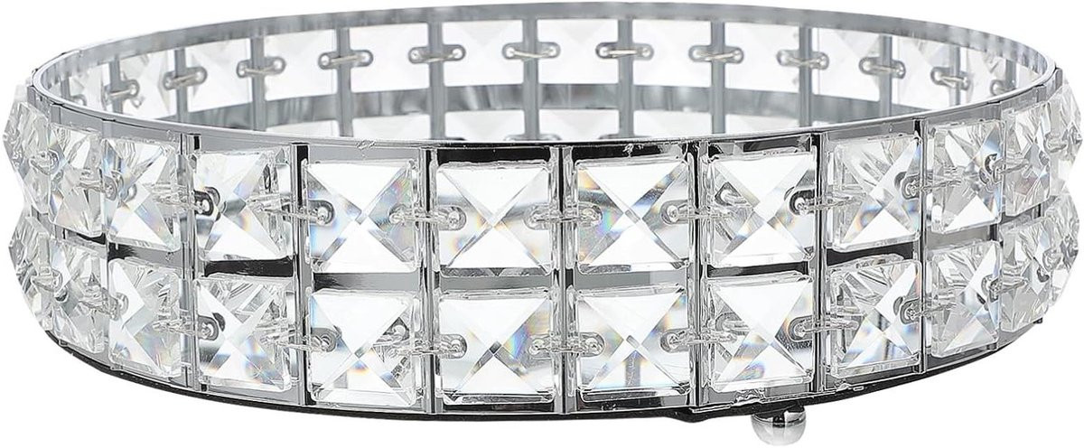 Decoratieve Schaal Zilver - Rond Dienblad met Spiegelend Oppervlak - Diameter: 25 cm