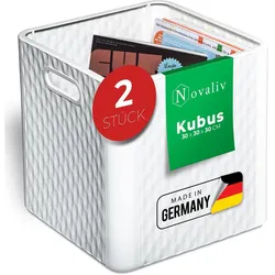 Novaliv, Aufbewahrungsbox, 2X Box 30x30x30 cm Weiss Boxen für Kallax Regal Körbe 30x30 Aufbewahrungsbox Regal als Schran (25 l, 2x, 30 x 30 x 30 cm)