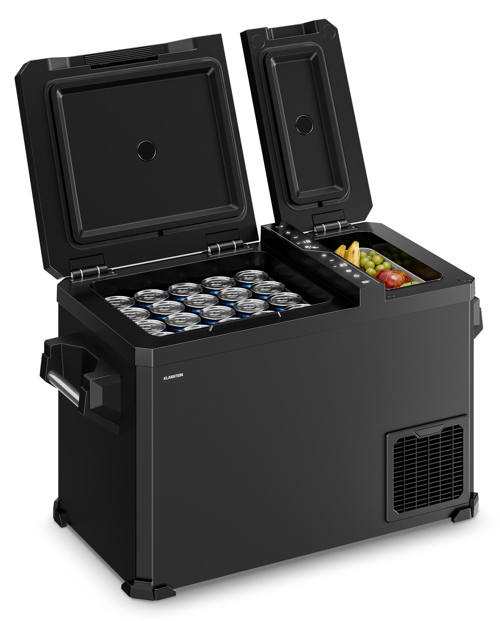 Klarstein Arctiq Duo tragbarer Kühlschrank 43 l, Zwei-Zonen-Kühlung -18 bis 20 °C, Kompressor, 12 V/230 V, Digitalanzeige, Camping & Reisen