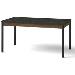 ESSTISCH Piano, Ausziehbarer Tisch 160/240, Mattschwarz + Warmia-Nussbaum