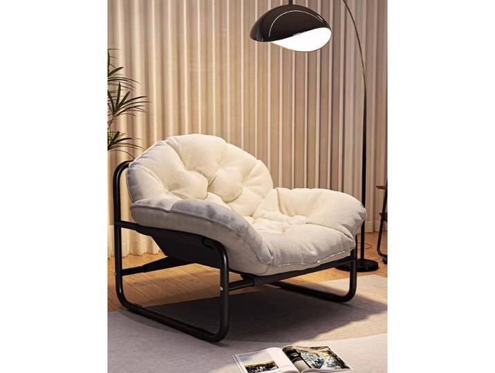 Fauteuil lounge moderne du milieu du siècle, canapé simple, fauteuil d'appoint blanc crème pour salon, chaise longue de loisirs de style rétro français