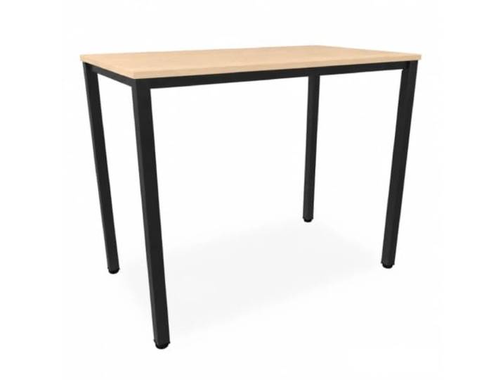 EIGENTLICH Stehtisch Gestell Schwarz, H112,5 cm (Ahorn, 140x80 cm) Büro Besprechungs-Stehtisch quadratische Beine Stahlrohr, Meetingtisch Bartisch aus eigener Fertigung für Privat und Gewerbe