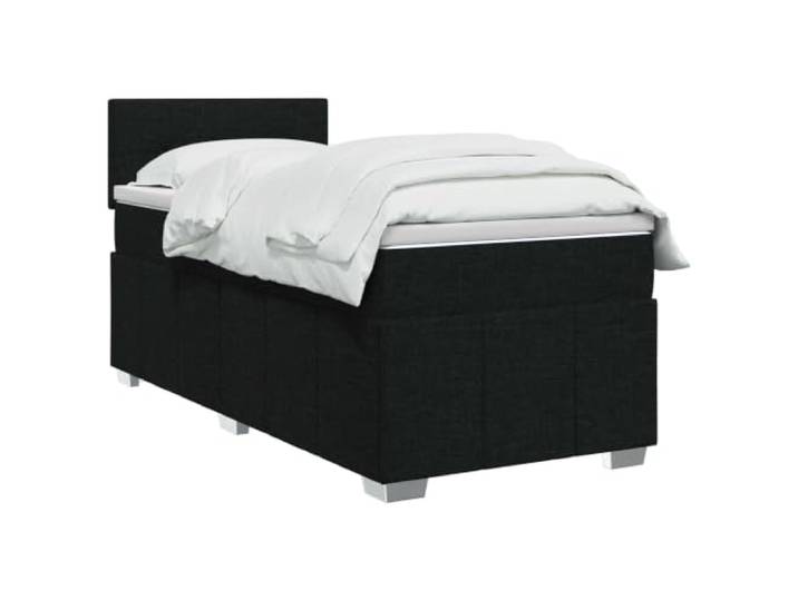 PUGYNBK Boxspringbett mit Matratze, 90 x 190 cm, Schwarz Verstellbares Kopfteil, LED-Lichter, robustes Holz, waschbare Bezüge
