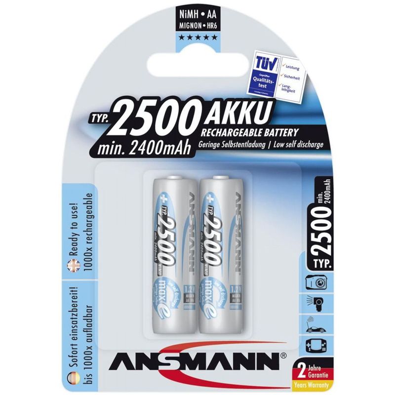 ANSMANN maxE HR6 Nickel-Metall-Hydrid AA Mignon Akku 2400 mAh 2er Pack
