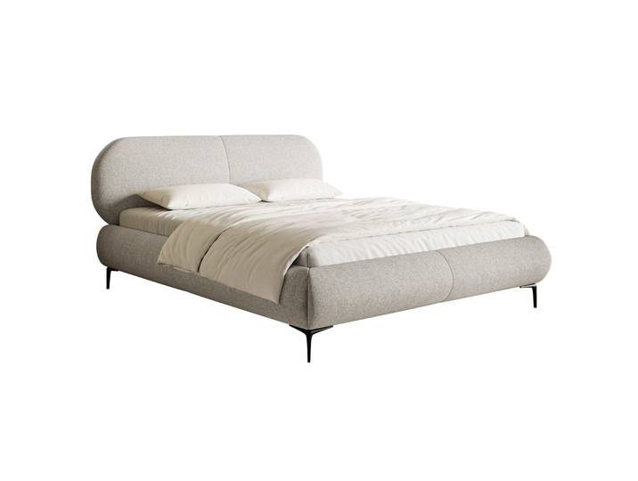 Gepolstertes Bett 140x200 cm Ovalle in grau-beige,