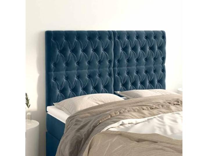 RJPLMFV Kopfteil aus Velours, Dunkelblau, 160 cm Höhenverstellbar, stabile Holzfüße, bequeme Rückenunterstützung, inklusive Montageanleitung