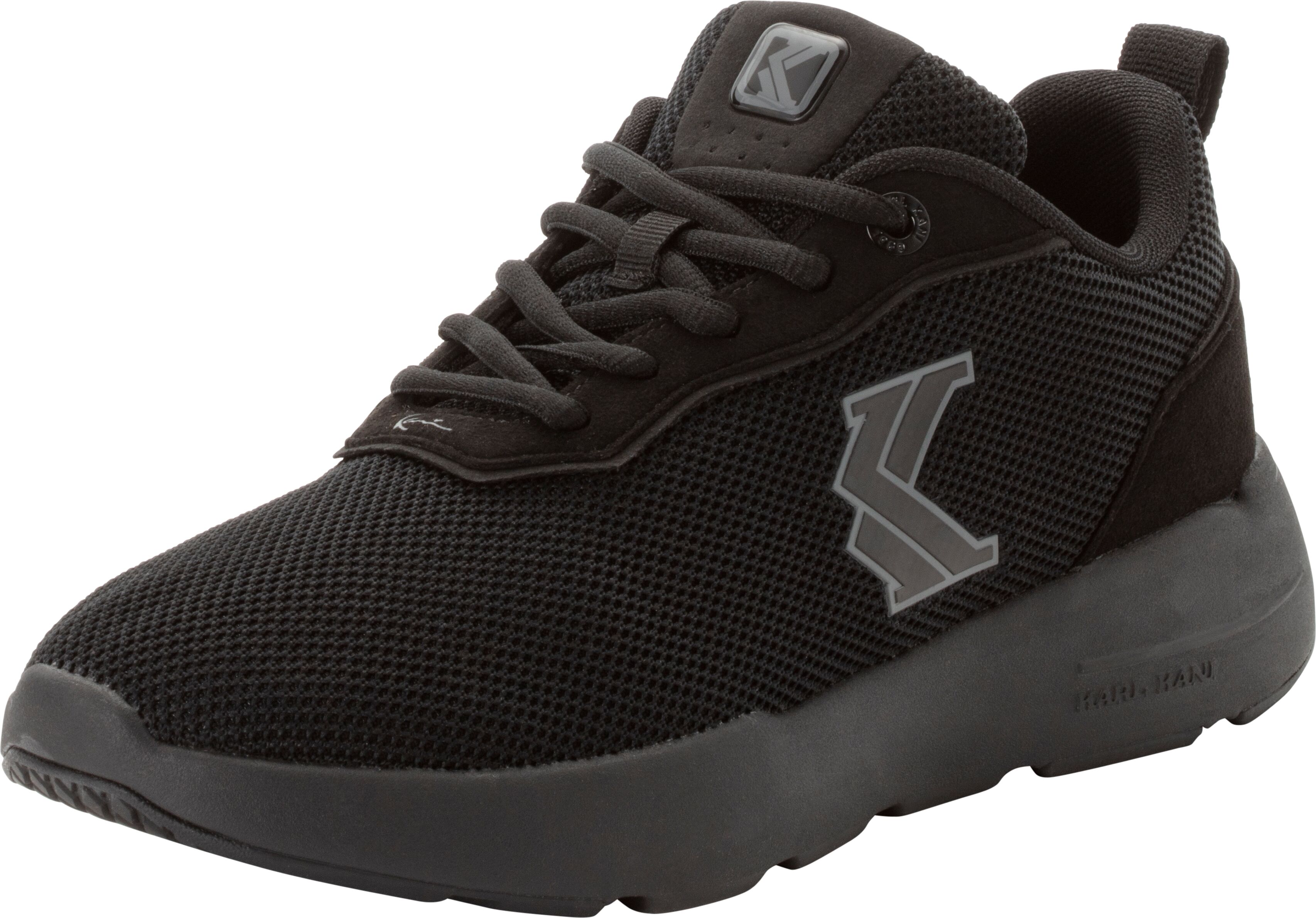 Sneaker KARL KANI "SNUG RUNNER", Herren, Gr. 44, atmungsaktiv, schwarz (schwarz, leuchtendes gr), Synthetik, Textil, Schuhe Sneaker schwarz, leuchtendes gr 44, atmungsaktiv