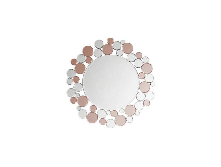 Kayoom Wandspiegel, Rosa, Silberfarben, Metall, Glas, rund, 80x80x3 cm, Spiegel, Wandspiegel