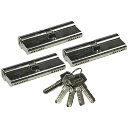 ChiliTec Schließzylinder-Set 3x 80mm (40+40mm) Profil-Zylinder, 5 Sicherheits-Schlüssel