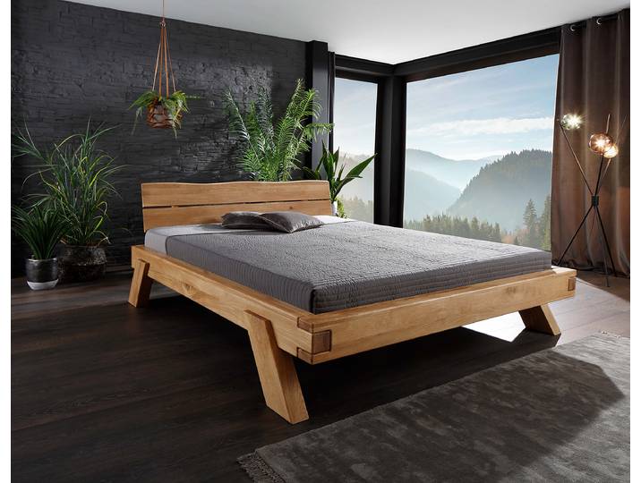 Massivholzbett Bioko Typ C 140 x 200cm Massivholz Wildeiche, geölt Holz/Braun Wildeiche