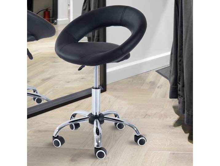 HOMCOM Tabouret Massage Pivotant Similicuir Noir