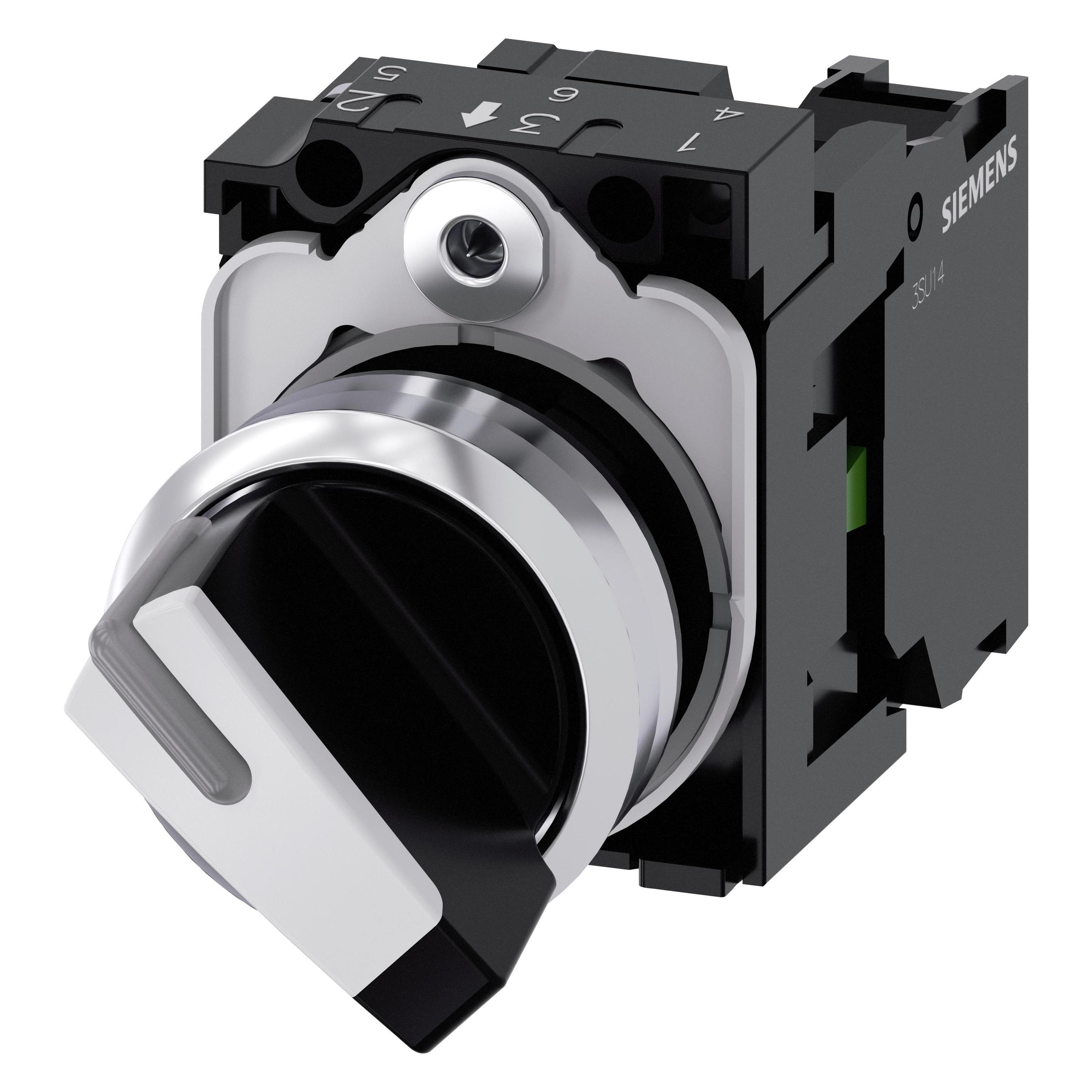 Siemens Selector switch, 22mm, black, white (3SU1150-2BF60-1BA0)