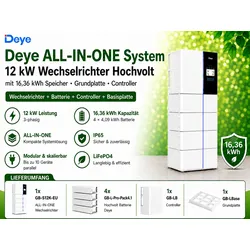 Deye  ALL-IN-ONE  System  12kW  Wechselrichter  Hochvolt  mit  16,36  kWh  Speicher  Grundplatte  Controller