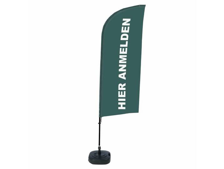 Showdown Displays Standregal Beachflag - Komplett-Set - Hier Anmelden Deutsch - Grau/Schwarz, 1-tlg.