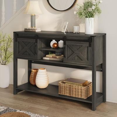 Royalcraft "46"" Console Table with Sliding Barn Door"