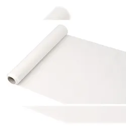 Ava 38cm Papiertischläufer 4,8m Rolle Stoffähnliches Tischband Weiß mit silbernem Glitzer
