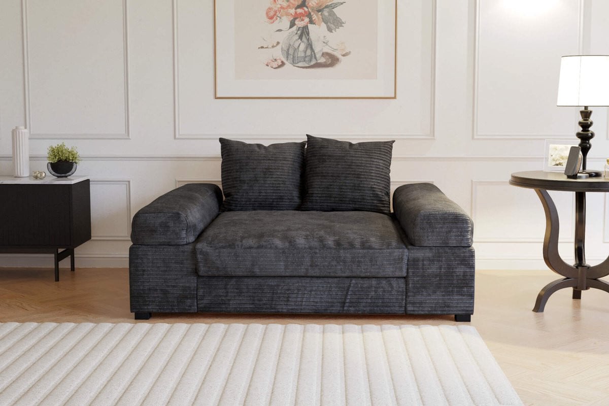 Big Sofa Fatguy Small Zitbank met Slaapfunctie en Afneembare Hoezen in Corduroy Zwart