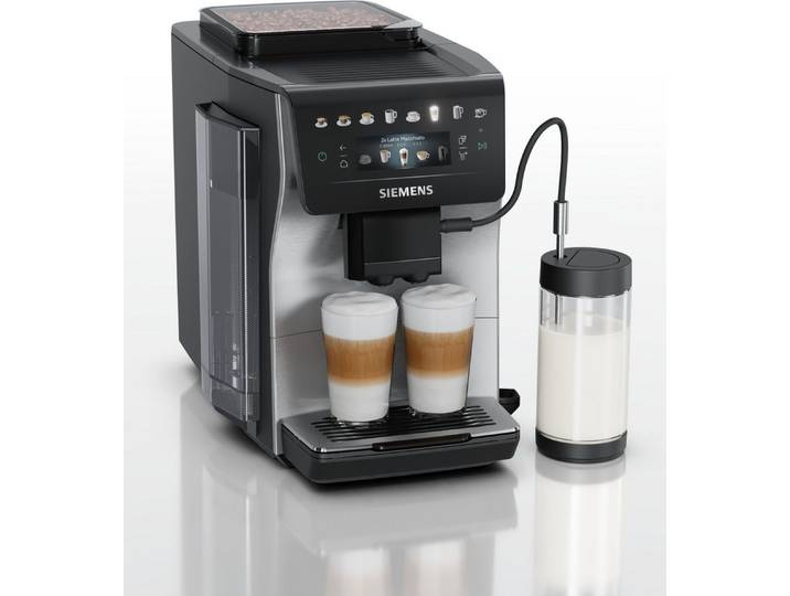 SIEMENS Kaffeevollautomat EQ600 TP605EM3, 8 Getränke, XL-Getränke, bis zu 480ml, Kannenfunktion, bis zu 10 Favoriten, Doppeltassenfunktion, Keramikmahlwerk, Edelstahl