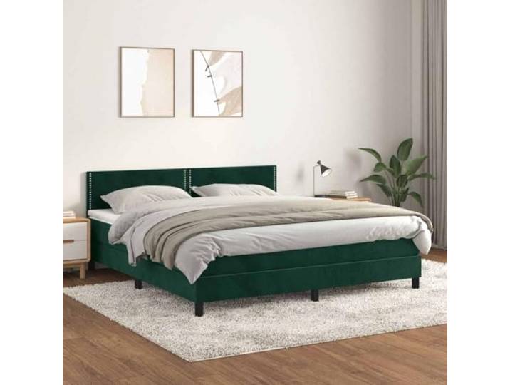 RJPLMFV Bettgestell, Velours, Dunkelgrün, 180 x 200 cm Verstellbarer Kopf, Taschenfederkernmatratze, mittlere Unterstützung, weicher Matratzenschoner