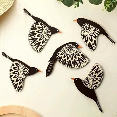 Multisell Products Hub Vintage Gothic Wooden Black Bird Wall Decor, Stylish Indoor Outdoor Home Decorations For Living Room & Bathroom Vintage Gothic Wooden Black Bird Wall Decor, Stylish Indoor Outdoor Home Decorations For Living Room & Bathroom