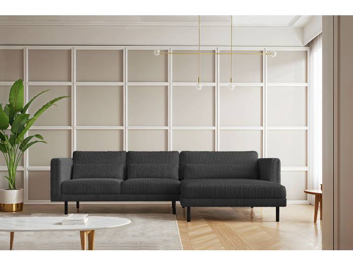 Kaiser Möbel Ecksofa L-form Dani modern und geräumig Stoff Poso Graphit Rechts