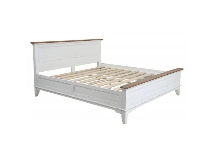 Lit 140x190 - INTERIOR'S - Bois massif - Blanc - 2 places - Style classique
